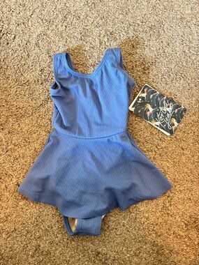 Kortni Jeane Girls Periwinkle Blue Ribbed One-Piece Swim Dress